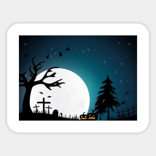 Cemetery at night time - Halloween design Sticker